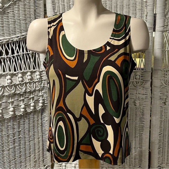 Vtg PERCEPTIONS Womens 6P Two-Piece Green Blazer Jacket MOD Abstract Tank Top - Picture 9 of 16